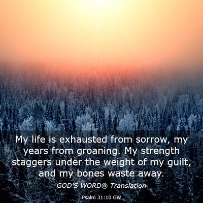 Picture 03 - Psalm 31:10 GW - My life is exhausted from sorrow, my years from - Bible Verse Picture