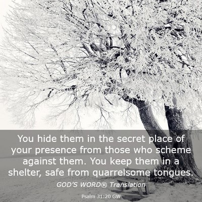 Picture 03 - Psalm 31:20 GW - You hide them in the secret place of your - Bible Verse Picture