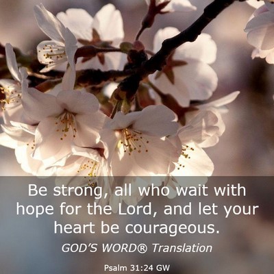 Picture 03 - Psalm 31:24 GW - Be strong, all who wait with hope for the Lord, - Bible Verse Picture