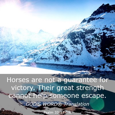Picture 03 - Psalm 33:17 GW - Horses are not a guarantee for victory. Their - Bible Verse Picture