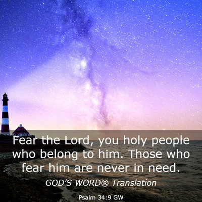 Picture 03 - Psalm 34:9 GW - Fear the Lord, you holy people who belong to him. - Bible Verse Picture