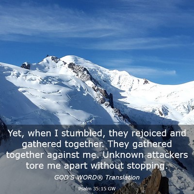 Picture 03 - Psalm 35:15 GW - Yet, when I stumbled, they rejoiced and gathered - Bible Verse Picture