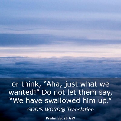 Picture 03 - Psalm 35:25 GW - or think, “Aha, just what we wanted!” Do not - Bible Verse Picture