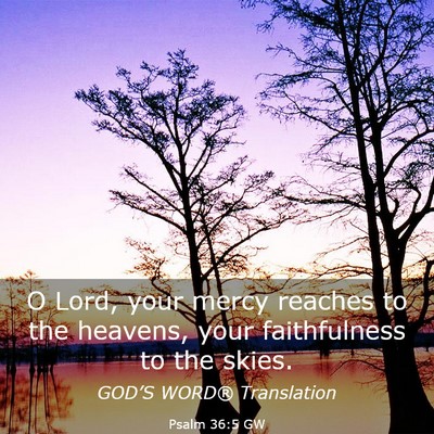 Picture 03 - Psalm 36:5 GW - O Lord, your mercy reaches to the heavens, your - Bible Verse Picture