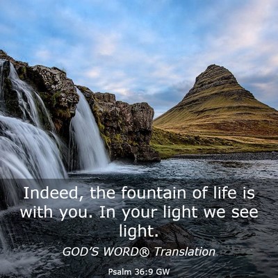 Picture 03 - Psalm 36:9 GW - Indeed, the fountain of life is with you. In your - Bible Verse Picture