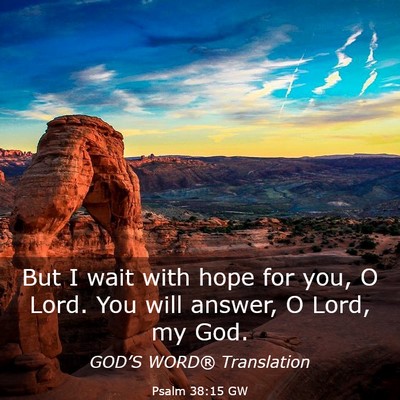 Picture 03 - Psalm 38:15 GW - But I wait with hope for you, O Lord. You will - Bible Verse Picture