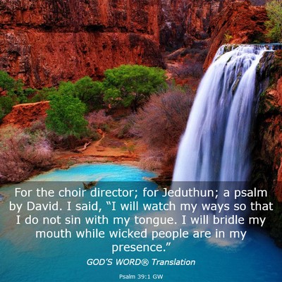 Picture 03 - Psalm 39:1 GW - For the choir director; for Jeduthun; a psalm by - Bible Verse Picture