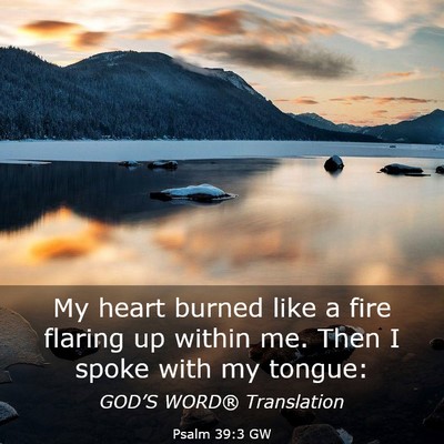 Picture 03 - Psalm 39:3 GW - My heart burned like a fire flaring up within me. - Bible Verse Picture