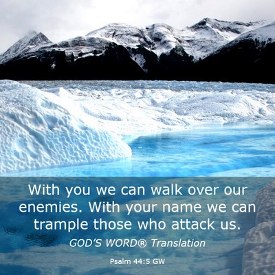 Picture 03 - Psalm 44:5 GW - With you we can walk over our enemies. With your - Bible Verse Picture