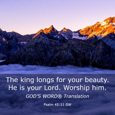 Picture 03 - Psalm 45:11 GW - The king longs for your beauty. He is your Lord. - Bible Verse Picture