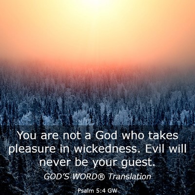 Picture 03 - Psalm 5:4 GW - You are not a God who takes pleasure in - Bible Verse Picture