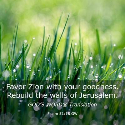 Picture 03 - Psalm 51:18 GW - Favor Zion with your goodness. Rebuild the walls - Bible Verse Picture