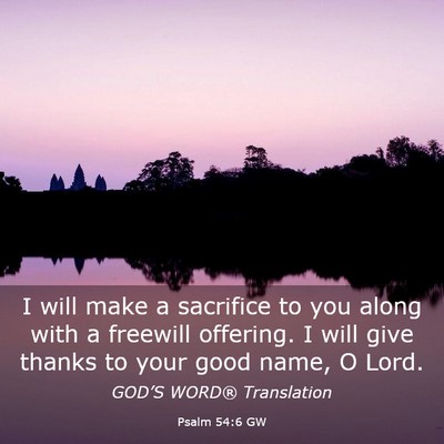 Picture 03 - Psalm 54:6 GW - I will make a sacrifice to you along with a - Bible Verse Picture