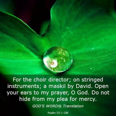 Picture 03 - Psalm 55:1 GW - For the choir director; on stringed instruments; - Bible Verse Picture