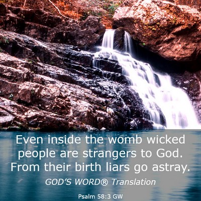 Picture 03 - Psalm 58:3 GW - Even inside the womb wicked people are strangers - Bible Verse Picture