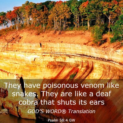 Picture 03 - Psalm 58:4 GW - They have poisonous venom like snakes. They are - Bible Verse Picture