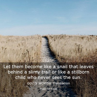 Picture 03 - Psalm 58:8 GW - Let them become like a snail that leaves behind a - Bible Verse Picture