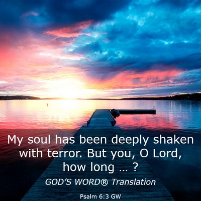 Picture 03 - Psalm 6:3 GW - My soul has been deeply shaken with terror. But - Bible Verse Picture