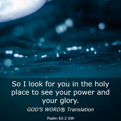 Picture 03 - Psalm 63:2 GW - So I look for you in the holy place to see your - Bible Verse Picture