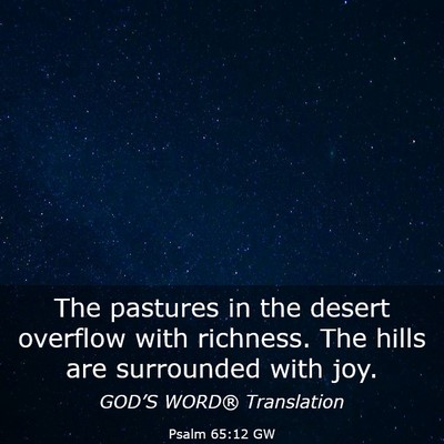 Picture 03 - Psalm 65:12 GW - The pastures in the desert overflow with - Bible Verse Picture