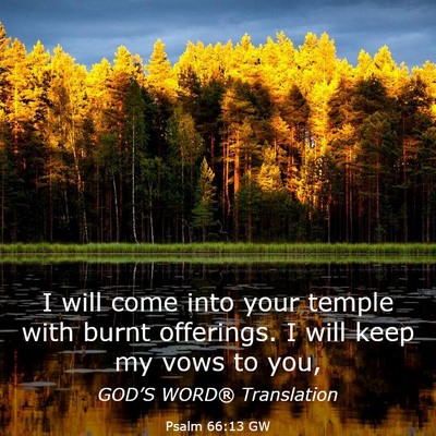Picture 03 - Psalm 66:13 GW - I will come into your temple with burnt - Bible Verse Picture