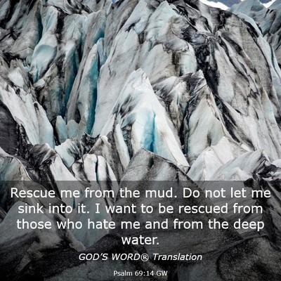 Picture 03 - Psalm 69:14 GW - Rescue me from the mud. Do not let me sink into - Bible Verse Picture