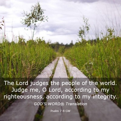 Picture 03 - Psalm 7:8 GW - The Lord judges the people of the world. Judge - Bible Verse Picture