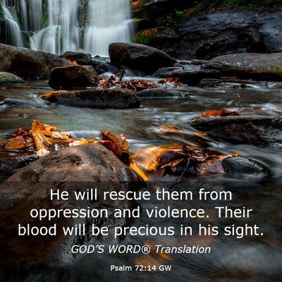 Picture 03 - Psalm 72:14 GW - He will rescue them from oppression and violence. - Bible Verse Picture