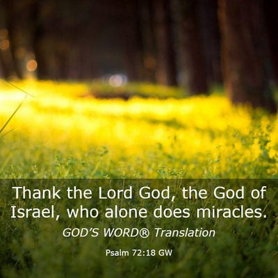 Picture 03 - Psalm 72:18 GW - Thank the Lord God, the God of Israel, who alone - Bible Verse Picture