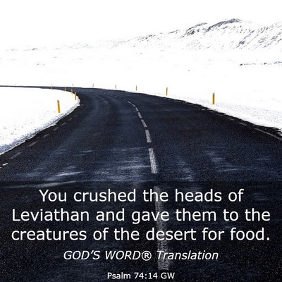 Picture 03 - Psalm 74:14 GW - You crushed the heads of Leviathan and gave them - Bible Verse Picture