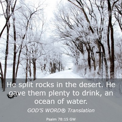 Picture 03 - Psalm 78:15 GW - He split rocks in the desert. He gave them plenty - Bible Verse Picture
