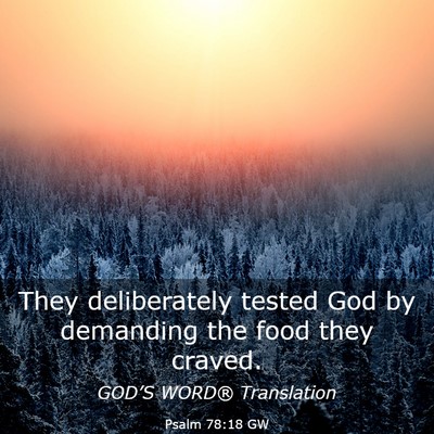 Picture 03 - Psalm 78:18 GW - They deliberately tested God by demanding the - Bible Verse Picture