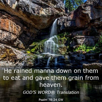 Picture 03 - Psalm 78:24 GW - He rained manna down on them to eat and gave them - Bible Verse Picture
