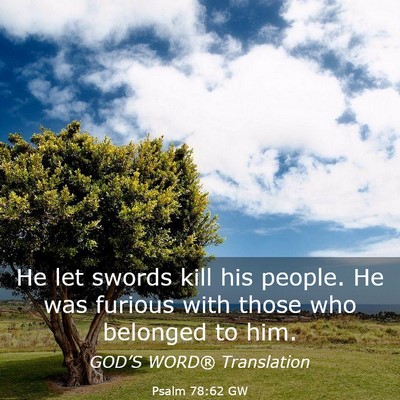 Picture 03 - Psalm 78:62 GW - He let swords kill his people. He was furious - Bible Verse Picture