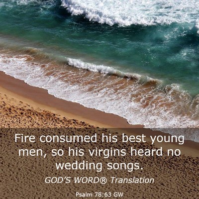 Picture 03 - Psalm 78:63 GW - Fire consumed his best young men, so his virgins - Bible Verse Picture