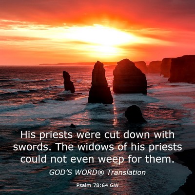 Picture 03 - Psalm 78:64 GW - His priests were cut down with swords. The widows - Bible Verse Picture