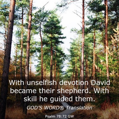 Picture 03 - Psalm 78:72 GW - With unselfish devotion David became their - Bible Verse Picture