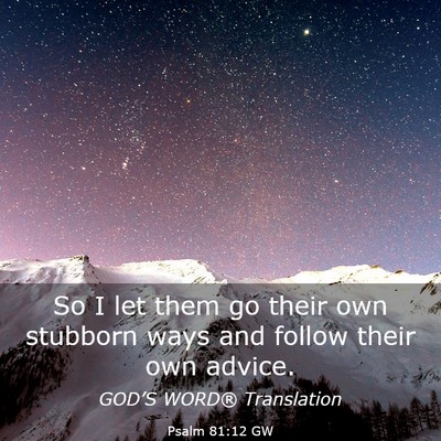Picture 03 - Psalm 81:12 GW - So I let them go their own stubborn ways and - Bible Verse Picture