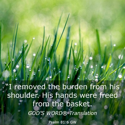 Picture 03 - Psalm 81:6 GW - “I removed the burden from his shoulder. His - Bible Verse Picture