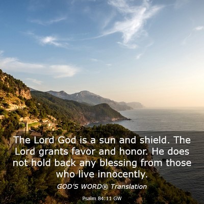 Picture 03 - Psalm 84:11 GW - The Lord God is a sun and shield. The Lord grants - Bible Verse Picture