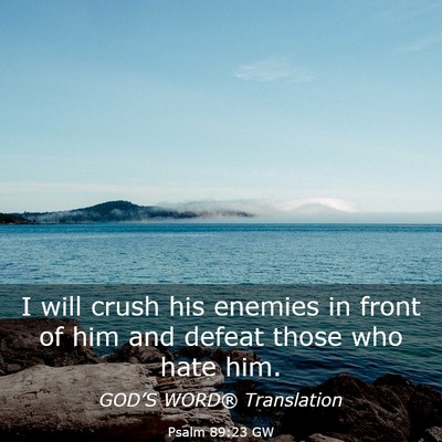 Picture 03 - Psalm 89:23 GW - I will crush his enemies in front of him and - Bible Verse Picture