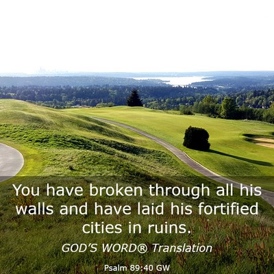 Picture 03 - Psalm 89:40 GW - You have broken through all his walls and have - Bible Verse Picture