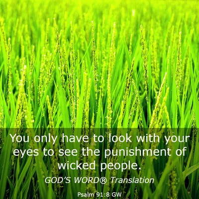 Picture 03 - Psalm 91:8 GW - You only have to look with your eyes to see the - Bible Verse Picture