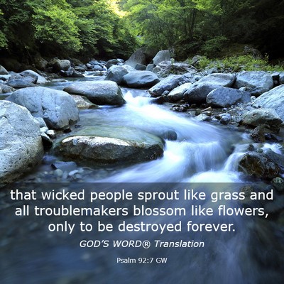 Picture 03 - Psalm 92:7 GW - that wicked people sprout like grass and all - Bible Verse Picture