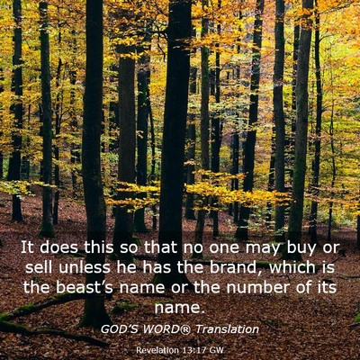 Picture 03 - Revelation 13:17 GW - It does this so that no one may buy or sell - Bible Verse Picture