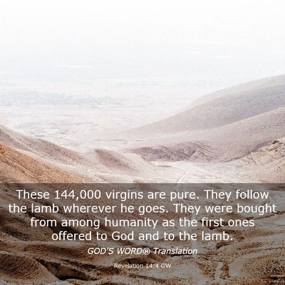 Picture 03 - Revelation 14:4 GW - These 144,000 virgins are pure. They follow the - Bible Verse Picture