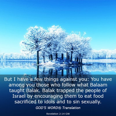 Picture 03 - Revelation 2:14 GW - But I have a few things against you: You have - Bible Verse Picture