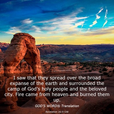 Picture 03 - Revelation 20:9 GW - I saw that they spread over the broad expanse of - Bible Verse Picture