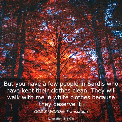 Picture 03 - Revelation 3:4 GW - But you have a few people in Sardis who have kept - Bible Verse Picture