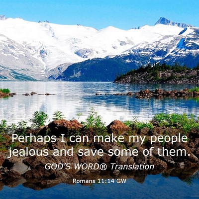 Picture 03 - Romans 11:14 GW - Perhaps I can make my people jealous and save - Bible Verse Picture